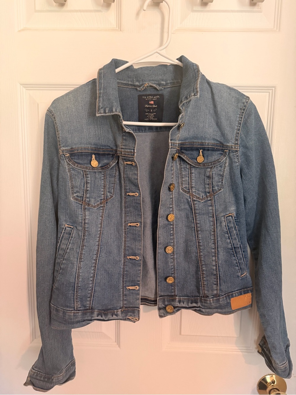 U.S. Polo Assn. Light Blue Denim Jean Jacket with Gold Buttons
